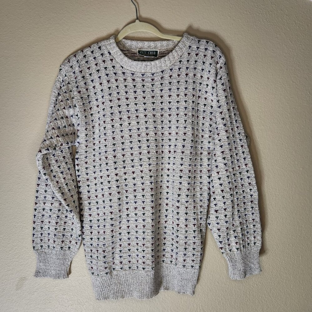 Vintage 90s Ivy Club Classics Medium Sweater Fisherman Core Grandpa Knit Sweater